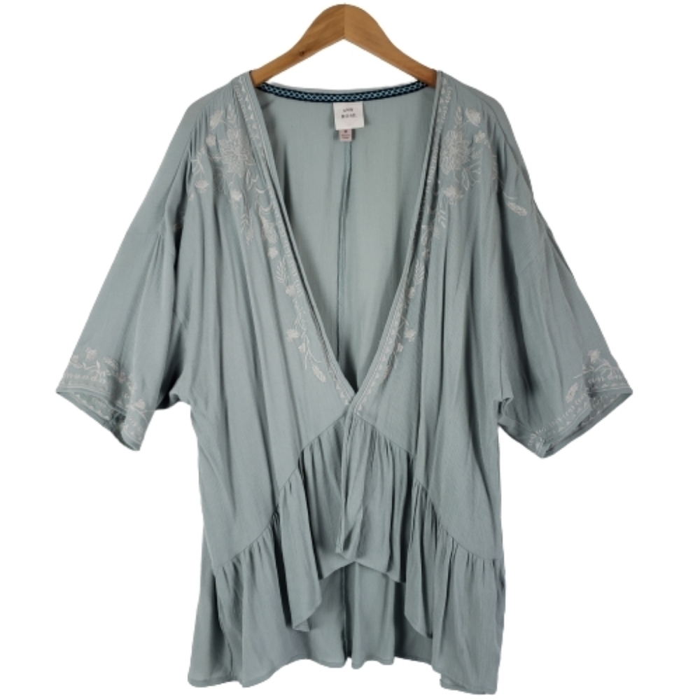 Knox Rose blue floral embroidered flutter cardigan